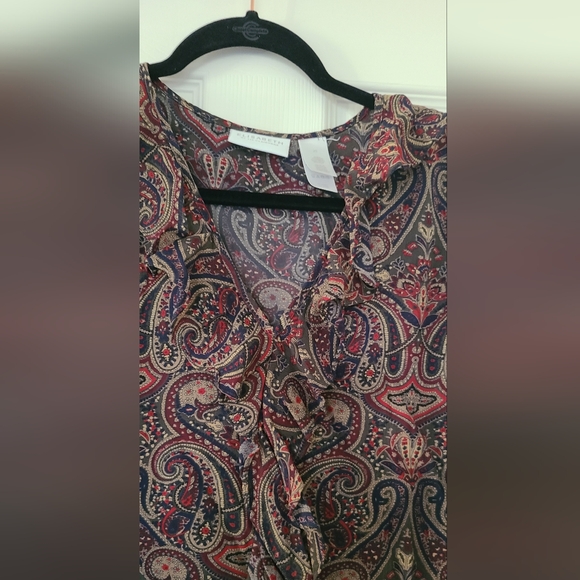 Elizabeth paisley ruffled blouse women's plus size 20 - Picture 4 of 5